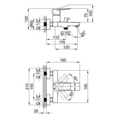 Будкрам купить Смеситель для ванны Qtap Terezin 3024101GC Смеситель для ванны Qtap Terezin 3024101GC 2