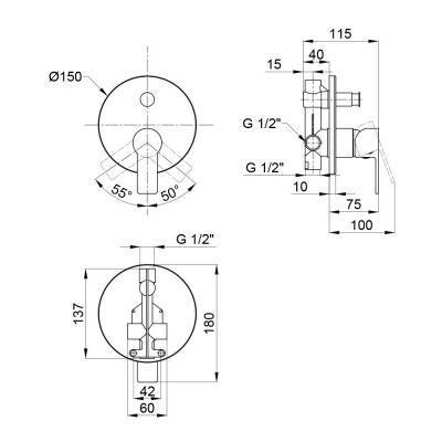Будкрам купить Смеситель скрытого монтажа для душа Qtap Ustek 6216107ODC на два потребителя Смеситель скрытого монтажа для душа Qtap Ustek 6216107ODC на два потребителя 2