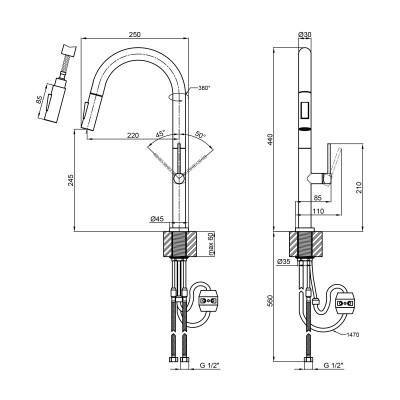 Будкрам купить Смеситель для кухни Qtap Lenicka 9138103UB с выдвижным изливом Смеситель для кухни Qtap Lenicka 9138103UB с выдвижным изливом 2