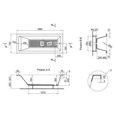 Будкрам купить Ванна акриловая Lidz Wieza 170 170x70 с ножками Nozki R Ванна акриловая Lidz Wieza 170 170x70 с ножками Nozki R 2