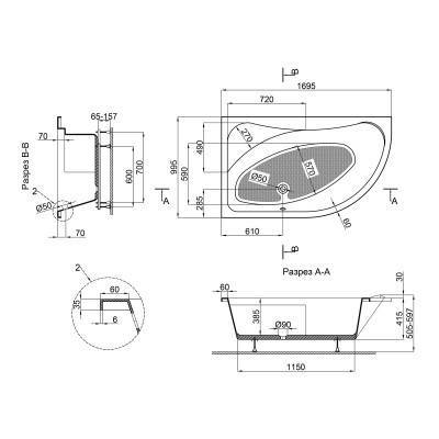 Будкрам купити Ванна акрилова Lidz Wawel 170L 170x100 з ніжками Nozki A 170 Ванна акрилова Lidz Wawel 170L 170x100 з ніжками Nozki A 170 2