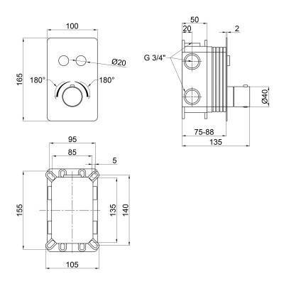 Будкрам купить Смеситель термостатический скрытого монтажа для душа Qtap Votice 6442T105NKC на два потребителя Смеситель термостатический скрытого монтажа для душа Qtap Votice 6442T105NKC на два потребителя 2