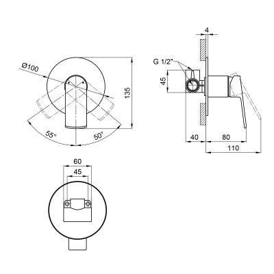 Будкрам купить Смеситель скрытого монтажа для душа Qtap Kralovice 6029103C Смеситель скрытого монтажа для душа Qtap Kralovice 6029103C 2