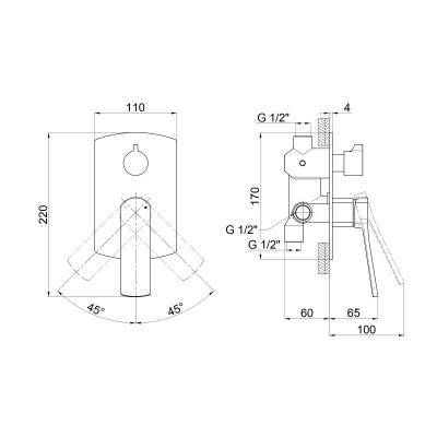Будкрам купить Смеситель скрытого монтажа для душа Qtap Slavonice 6242103C на два потребителя Смеситель скрытого монтажа для душа Qtap Slavonice 6242103C на два потребителя 2