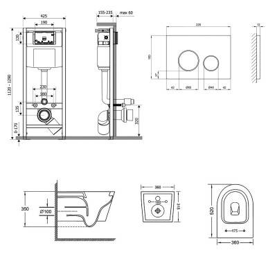 Будкрам купить Набор Qtap инсталляция 3 в 1 Nest QT0133M425 с панелью смыва круглой QT0111M11112CRM + унитаз с сиденьем Jay QT07335176W Набор Qtap инсталляция 3 в 1 Nest QT0133M425 с панелью смыва круглой QT0111M11112CRM + унитаз с сиденьем Jay QT07335176W 4