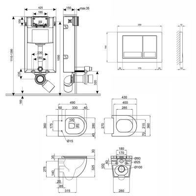 Будкрам купить Набор Qtap инсталляция 3 в 1 Nest QT0133M425 с панелью смыва квадратной QT0111M06029SAT + унитаз с сиденьем Robin QT1333046ENRW Набор Qtap инсталляция 3 в 1 Nest QT0133M425 с панелью смыва квадратной QT0111M06029SAT + унитаз с сиденьем Robin QT1333046ENRW 4