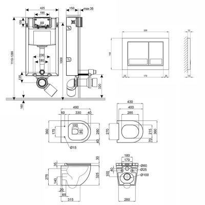 Будкрам купить Набор Qtap инсталляция 3 в 1 Nest QT0133M425 с панелью смыва квадратной QT0111M06028CRM + унитаз с сиденьем Robin QT1333046ENRW Набор Qtap инсталляция 3 в 1 Nest QT0133M425 с панелью смыва квадратной QT0111M06028CRM + унитаз с сиденьем Robin QT1333046ENRW 4