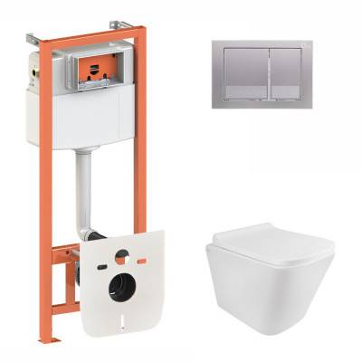 Будкрам купить Набор Qtap инсталляция 3 в 1 Nest QT0133M425 с панелью смыва квадратной QT0111M06029SAT + унитаз с сиденьем Tern QT1733052ERW