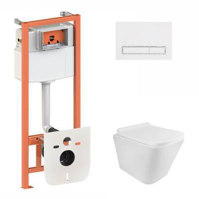 Будкрам купить Набор Qtap инсталляция 3 в 1 Nest QT0133M425 с панелью смыва линейной QT0111M08V1384W + унитаз с сиденьем Tern QT1733052ERW