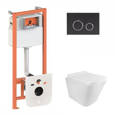 Будкрам купить Набор Qtap инсталляция 3 в 1 Nest QT0133M425 с панелью смыва круглой QT0111M11V1146MB + унитаз с сиденьем Tern QT1733052ERW