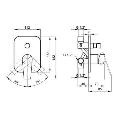Будкрам купить Смеситель скрытого монтажа для душа Qtap Stenava 6245102DC на два потребителя Смеситель скрытого монтажа для душа Qtap Stenava 6245102DC на два потребителя 2