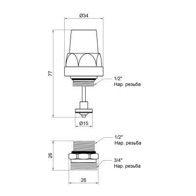 Будкрам купить Кран термостатический SD Forte 1/2"х3/4" для коллектора SF012 Кран термостатический SD Forte 1/2"х3/4" для коллектора SF012 3