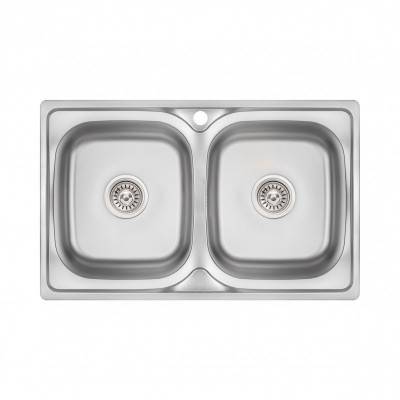 Будкрам купити Кухонна мийка із двома чашами Lidz 7948 0,8 мм Micro Decor (LIDZ7948MDEC08)