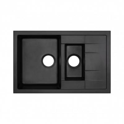 Будкрам купить Кухонная мойка с дополнительной чашей Qtap CS 7648 Black (QT7648BLA404)
