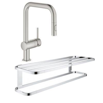 Будкрам купити Набір Grohe змішувач для кухні з висувним виливом Minta 32322DC2 + полиця для рушників Selection 41066000