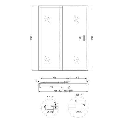 Будкрам купити Душові двері в нішу Qtap Taurus CRM2014-15.C6 140-150x185 см, скло Clear 6 мм, покриття CalcLess Душові двері в нішу Qtap Taurus CRM2014-15.C6 140-150x185 см, скло Clear 6 мм, покриття CalcLess 2