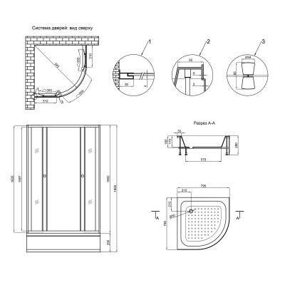 Будкрам купити Душова кабіна Lidz Wieza SC80x80.SAT.MID.L, скло Linie 4 мм Душова кабіна Lidz Wieza SC80x80.SAT.MID.L, скло Linie 4 мм 2