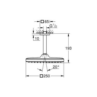 Будкрам купити Лійка для верхнього душа з тримачем Grohe Tempesta 250 Cube Лійка для верхнього душа з тримачем Grohe Tempesta 250 Cube 2