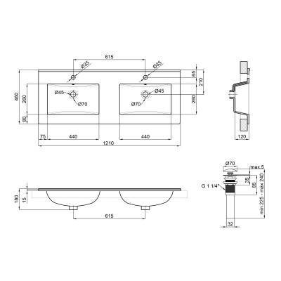 Будкрам купити Раковина подвійна Qtap Albatross ED 1200х460х180 White з донним клапаном QT01119120EDW Раковина подвійна Qtap Albatross ED 1200х460х180 White з донним клапаном QT01119120EDW 2