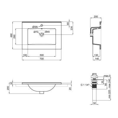Будкрам купить Раковина Qtap Albatross E49 700х490х200 White с донным клапаном QT01119070E49W Раковина Qtap Albatross E49 700х490х200 White с донным клапаном QT01119070E49W 2