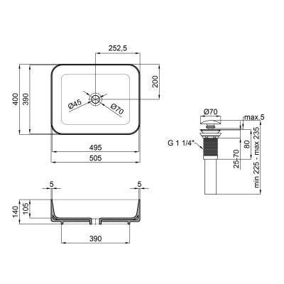 Будкрам купити Раковина-чаша Qtap Tern 500x390x140 Matt black з донним клапаном QT172195MBMB Раковина-чаша Qtap Tern 500x390x140 Matt black з донним клапаном QT172195MBMB 2