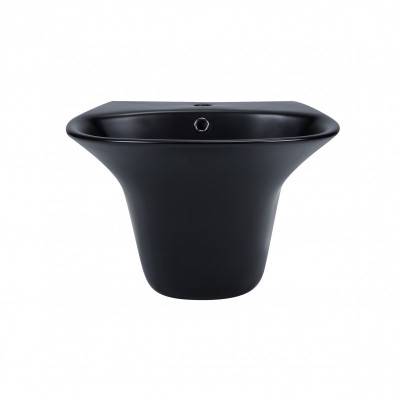 Будкрам купить Раковина подвесная моноблок Qtap Virgo 550х430х400 Matt black с донным клапаном QT1811037GMB