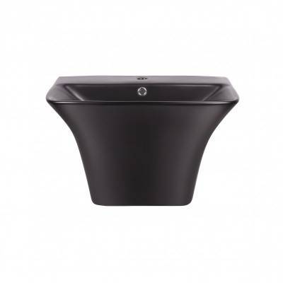 Будкрам купить Раковина подвесная моноблок Qtap Crow 600х430х385 Matt black с донным клапаном QT0511G835MB