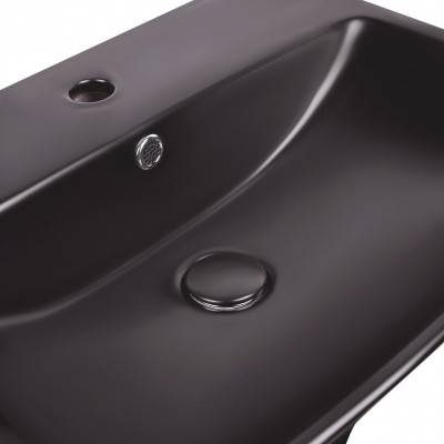 Будкрам купить Раковина подвесная моноблок Qtap Crow 600х430х385 Matt black с донным клапаном QT0511G835MB Раковина подвесная моноблок Qtap Crow 600х430х385 Matt black с донным клапаном QT0511G835MB 5