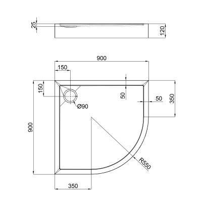 Будкрам купити Душовий піддон Qtap Robin 309912C 90x90x12 см + сифон Душовий піддон Qtap Robin 309912C 90x90x12 см + сифон 2