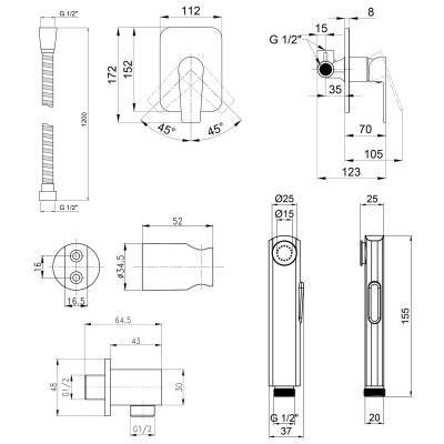 Будкрам купить Набор для гигиенического душа со смесителем Qtap 102 Набор для гигиенического душа со смесителем Qtap 102 2