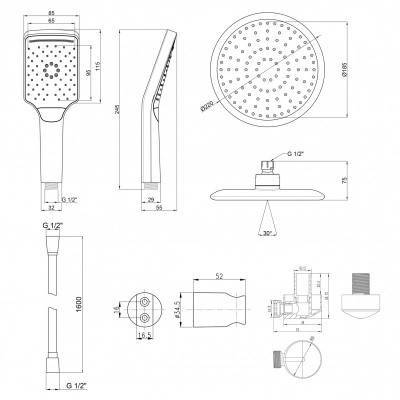 Будкрам купить Комплект 5 в 1 душевая система скрытого монтажа Qtap 105 Комплект 5 в 1 душевая система скрытого монтажа Qtap 105 2