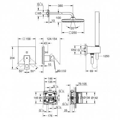 Будкрам купить Душевая система Grohe Eurocube 26415SC3 Душевая система Grohe Eurocube 26415SC3 2