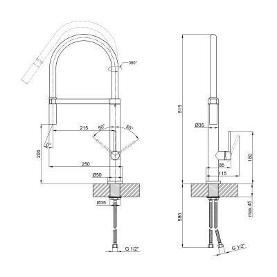 Будкрам купить Смеситель для кухни Qtap Katuska 91103AFN  с рефлекторным изливом Смеситель для кухни Qtap Katuska 91103AFN  с рефлекторным изливом 2