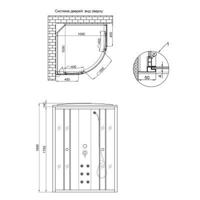 Будкрам купити Гідромасажний бокс Lidz Tani SBM100x100.SAT.HIGH.GR, скло тоноване 4 мм без піддону Гідромасажний бокс Lidz Tani SBM100x100.SAT.HIGH.GR, скло тоноване 4 мм без піддону 2