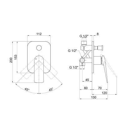 Будкрам купить Смеситель скрытого монтажа для душа Qtap Vlasta 6028102NC на два потребителя Смеситель скрытого монтажа для душа Qtap Vlasta 6028102NC на два потребителя 2