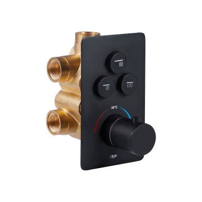 Будкрам купить Смеситель термостатический скрытого монтажа для душа Qtap Votice 6443T105NKB на три потребителя