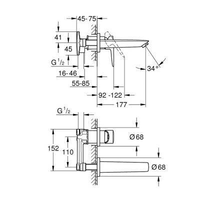 Будкрам купить Смеситель для раковины скрытого монтажа Grohe BauLoop New 20289001 Смеситель для раковины скрытого монтажа Grohe BauLoop New 20289001 2