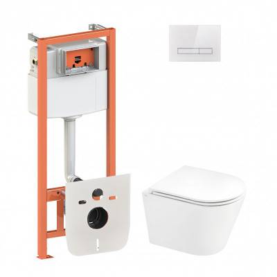 Будкрам купить Набор Qtap инсталляция 4 в 1 с панелью смыва Nest (QT0133M425 + QT0111V1105GW) + унитаз с сиденьем Scorpio QT1433053ERW