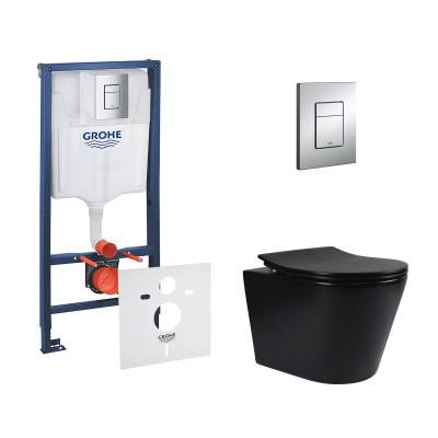 Будкрам купить Набор инсталляция 4 в 1 Grohe Rapid SL 38772001 + унитаз с сиденьем Qtap Scorpio QT1433053ERMB