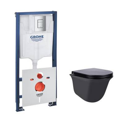 Будкрам купить Набор инсталляция 4 в 1 Grohe Rapid SL 38772001 + унитаз с сиденьем Qtap Virgo QT1833051ERMB