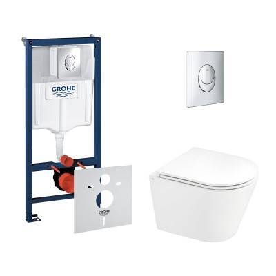 Будкрам купить Набор инсталляция 4 в 1 Grohe Rapid SL 38721001 + унитаз с сиденьем Qtap Scorpio QT1433053ERW