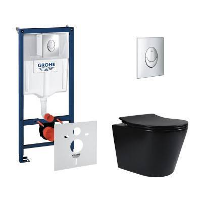 Будкрам купить Набор инсталляция 4 в 1 Grohe Rapid SL 38721001 + унитаз с сиденьем Qtap Scorpio QT1433053ERMB