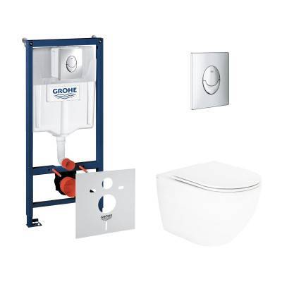 Будкрам купить Набор инсталляция 4 в 1 Grohe Rapid SL 38721001 + унитаз с сиденьем Qtap Robin QT13332141ERW