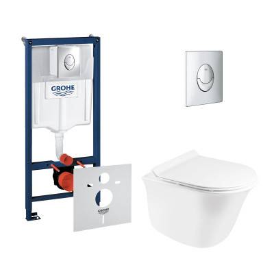 Будкрам купить Набор инсталляция 4 в 1 Grohe Rapid SL 38721001 + унитаз с сиденьем Qtap Virgo QT1833051ERW