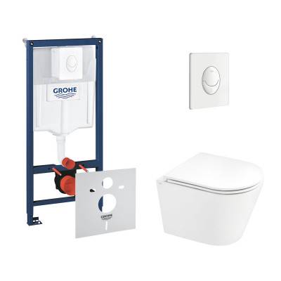Будкрам купить Набор инсталляция 4 в 1 Grohe Rapid SL 38722001 + унитаз с сиденьем Qtap Scorpio QT1433053ERW