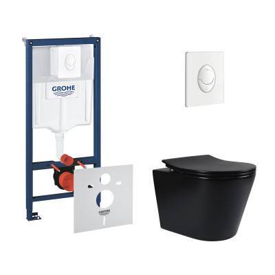 Будкрам купить Набор инсталляция 4 в 1 Grohe Rapid SL 38722001 + унитаз с сиденьем Qtap Scorpio QT1433053ERMB