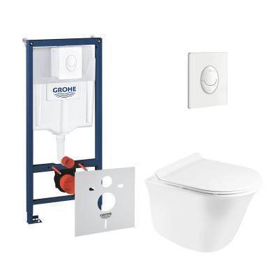 Будкрам купить Набор инсталляция 4 в 1 Grohe Rapid SL 38722001 + унитаз с сиденьем Qtap QtapVirgo QT1833051ERW