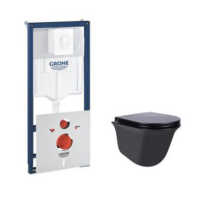 Будкрам купить Набор инсталляция 4 в 1 Grohe Rapid SL 38722001 + унитаз с сиденьем Qtap Virgo QT1833051ERMB
