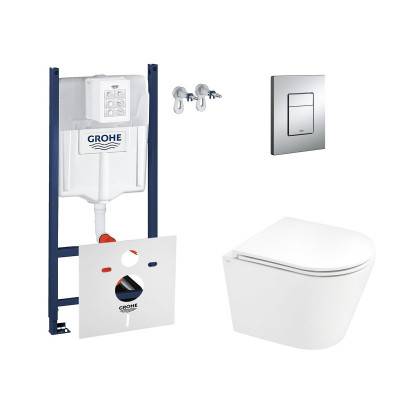 Будкрам купить Набор инсталляция 4 в 1 Grohe Rapid SL 3884000G + унитаз с сиденьем Qtap Scorpio QT1433053ERW