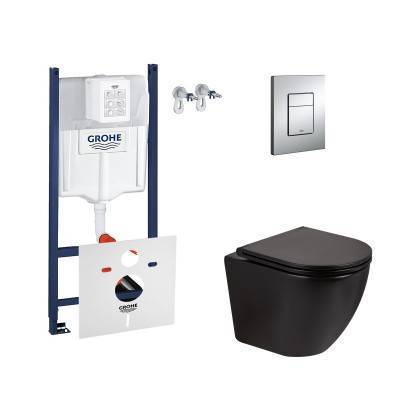 Будкрам купить Набор инсталляция 4 в 1 Grohe Rapid SL 3884000G + унитаз с сиденьем Qtap Robin QT13332141ERMB